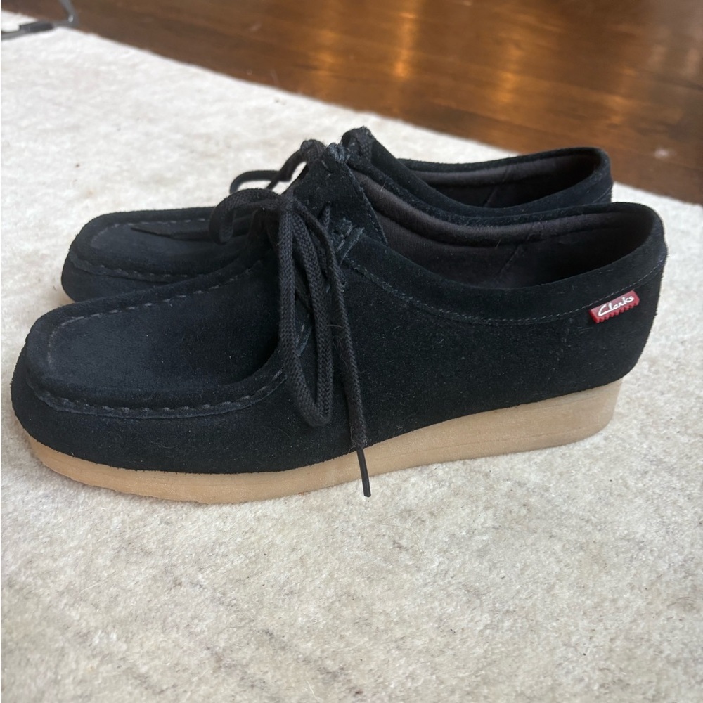 Clark’s Wallaby Black Suede Shoes Crepe Soles